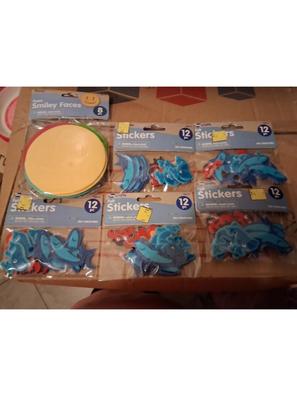 Felt Ocean Sharks Stickers and Foam Siley Face Bundle Kids Crafts